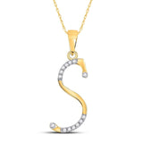 10kt Yellow Gold Womens Round Diamond S Initial Letter Pendant 1/10 Cttw