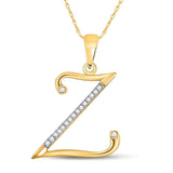 10kt Yellow Gold Womens Round Diamond Initial Z Letter Pendant 1/12 Cttw