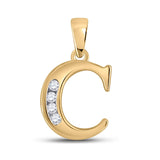 10kt Yellow Gold Womens Round Diamond Initial C Letter Pendant 1/20 Cttw
