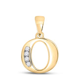 10kt Yellow Gold Womens Round Diamond O Initial Letter Pendant 1/20 Cttw