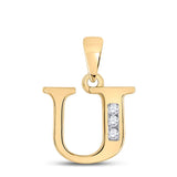 10kt Yellow Gold Womens Round Diamond U Initial Letter Pendant 1/20 Cttw