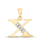 10kt Yellow Gold Womens Round Diamond X Initial Letter Pendant 1/20 Cttw