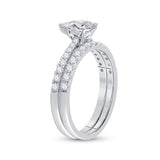 14kt White Gold Pear Diamond Bridal Wedding Ring Band Set 1-1/4 Cttw