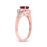14kt Rose Gold Womens Oval Ruby Solitaire Diamond Ring 1-5/8 Cttw
