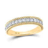 14kt Yellow Gold Womens Round Diamond Rope Band Ring 1/2 Cttw