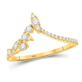 14kt Yellow Gold Womens Round Diamond Marquise Dot Chevron Band Ring 1/3 Cttw