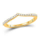 10kt Yellow Gold Womens Round Diamond Chevron Stackable Band Ring 1/6 Cttw