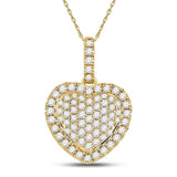 14kt Yellow Gold Womens Round Diamond Heart Pendant 1/2 Cttw
