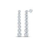 14kt White Gold Womens Round Diamond Vertical Fashion Earrings 1/2 Cttw