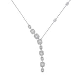 14kt White Gold Womens Baguette Diamond Square Fashion Necklace 1-3/4 Cttw