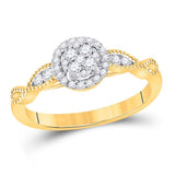 14kt Yellow Gold Womens Round Diamond Halo Circle Cluster Ring 1/3 Cttw