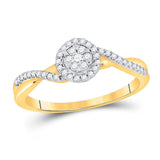 14kt Yellow Gold Womens Round Diamond Twist Flower Cluster Ring 1/5 Cttw