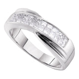14kt White Gold Womens Princess Diamond Double Row Band Ring 1/2 Cttw