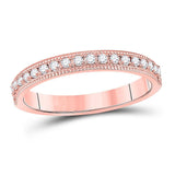 14kt Rose Gold Womens Round Diamond Single Row Band Ring 1/4 Cttw