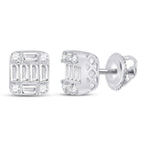 14kt White Gold Womens Round Diamond Fashion Cluster Earrings 5/8 Cttw