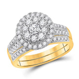 14kt Yellow Gold Pear Diamond Bridal Wedding Ring Band Set 2 Cttw