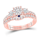 14kt Rose Gold Round Diamond Bridal Wedding Ring Band Set /8 Cttw