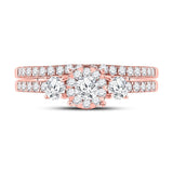 14kt Rose Gold Womens Round Diamond Solitaire Bridal Wedding Ring Band Set /8 Cttw