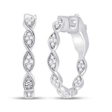 14kt White Gold Womens Round Diamond Fashion Hoop Earrings 1/5 Cttw