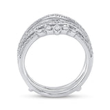 14kt White Gold Womens Round Diamond Wedding Wrap Ring Guard Enhancer 5/8 Cttw
