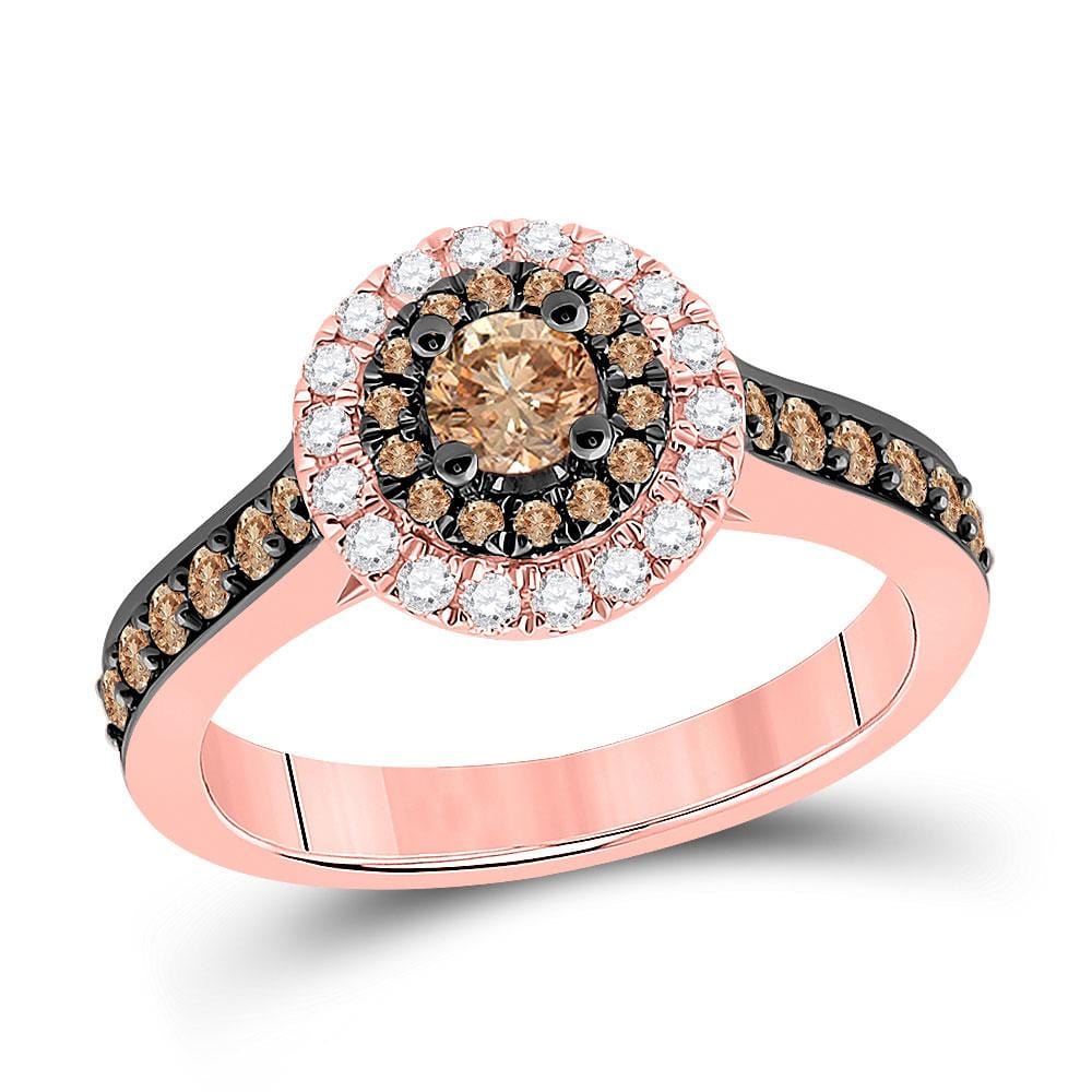 14kt Rose Gold Round Brown Diamond Solitaire Bridal Wedding Engagement Ring /8 Cttw
