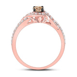 14kt Rose Gold Womens Round Brown Diamond Solitaire Ring 3/4 Cttw
