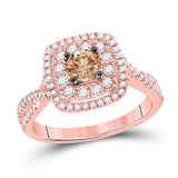 14kt Rose Gold Round Brown Diamond Solitaire Bridal Wedding Engagement Ring /8 Cttw