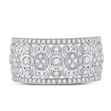 14kt White Gold Womens Round Diamond Scroll Cluster Band Ring 5/8 Cttw