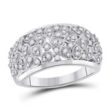 14kt White Gold Womens Round Diamond Scattered Fashion Ring 3/8 Cttw
