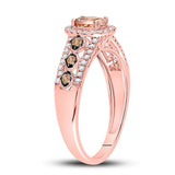 14kt Rose Gold Womens Oval Morganite Brown Diamond Solitaire Ring 1 Cttw