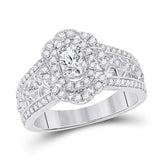 14kt White Gold Oval Diamond Solitaire Bridal Wedding Engagement Ring 1 Cttw