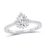 14kt White Gold Pear Diamond Solitaire Bridal Wedding Engagement Ring 5/8 Cttw