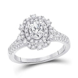 14kt White Gold Oval Diamond Solitaire Bridal Wedding Engagement Ring 1-1/4 Cttw