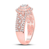 14kt Rose Gold Round Diamond Halo Bridal Wedding Engagement Ring 1 Cttw