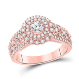 14kt Rose Gold Round Diamond Halo Bridal Wedding Engagement Ring 1 Cttw