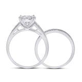 10kt White Gold Round Diamond Bridal Wedding Ring Band Set 1 Cttw