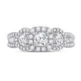 14kt White Gold Round Diamond 3-stone Bridal Wedding Engagement Ring 1-1/4 Cttw