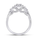 14kt White Gold Round Diamond 3-stone Bridal Wedding Engagement Ring 1-1/4 Cttw