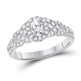 14kt White Gold Oval Diamond Solitaire Bridal Wedding Engagement Ring 1 Cttw