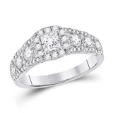 14kt White Gold Princess Diamond Halo Bridal Wedding Engagement Ring 1-1/3 Cttw
