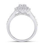 14kt White Gold Round Diamond Halo Bridal Wedding Engagement Ring 1-3/4 Cttw