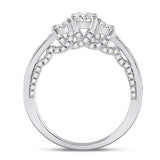 14kt White Gold Round Diamond 3-stone Bridal Wedding Engagement Ring 1 Cttw