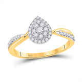14kt Yellow Gold Womens Round Diamond Teardrop Cluster Ring 1/3 Cttw