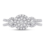 14kt White Gold Round Diamond 3-stone Bridal Wedding Engagement Ring 5/8 Cttw