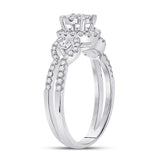 14kt White Gold Round Diamond 3-stone Bridal Wedding Engagement Ring 5/8 Cttw