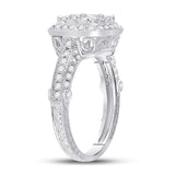 14kt White Gold Round Diamond Cluster Bridal Wedding Engagement Ring 1-1/4 Cttw