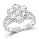 14kt White Gold Round Diamond Cluster Bridal Wedding Engagement Ring 1-3/4 Cttw
