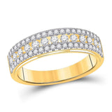 14kt Yellow Gold His Hers Round Diamond Halo Matching Wedding Set 3 Cttw