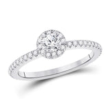 14kt White Gold Round Diamond Halo Bridal Wedding Engagement Ring 5/8 Cttw