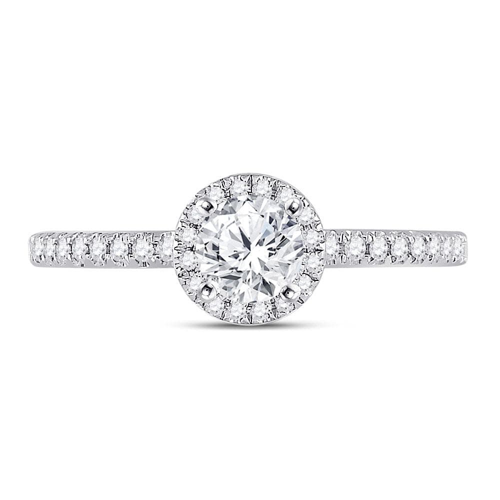 14kt White Gold Round Diamond Halo Bridal Wedding Engagement Ring /8 Cttw